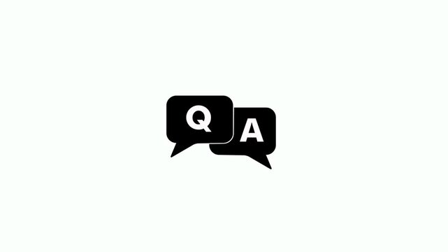 Q and A question and answer with speech bubbles icon animation on white background. Speech bubbles with Question and Answer icon animation. Question and answer icon letters Q and A concepts