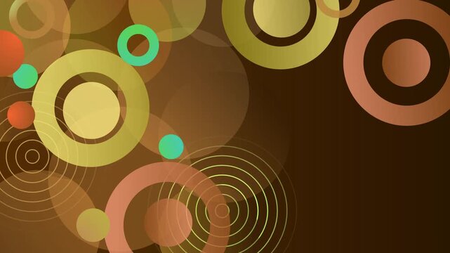 Abstract circle pattern background with overlapping rings and soft glowing shapes animation