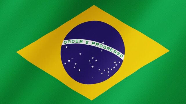Brazilian national flag waving in the wind