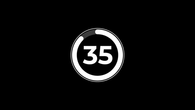40 second countdown timer animation on black background.Progress bars circle with countdown animation.ideal for fitness videos, cooking tutorials, gaming transitions, and productivity segments.