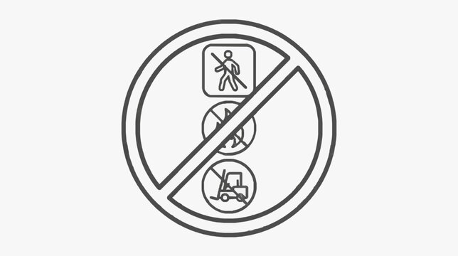 Prohibited Pedestrian and Vehicle Access Road Sign Combination Icon