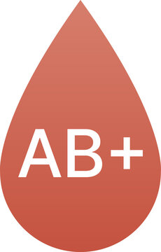 Red blood drop symbol for blood type AB positive, healthcare, and universal recipient concept flat vector illustration.