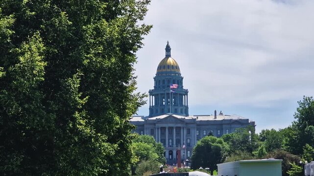 Colorado State Capitol Building in Civic Center of Denver USA on Hot Sunny Day