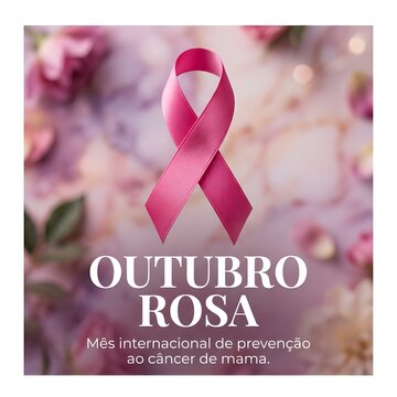Pink Ribbon Awareness for Breast Cancer with Floral Background October Cancer Day