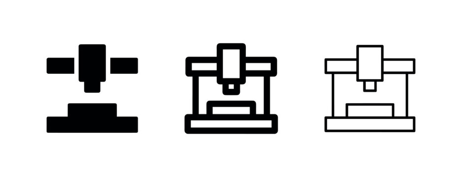 Industrial machine press and manufacturing tool icon set