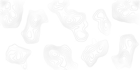 Set of isolated black and white topographic map circular patterns with contour lines circular shapes map elements geography symbols design assets graphic icons terrain data visualization © JM