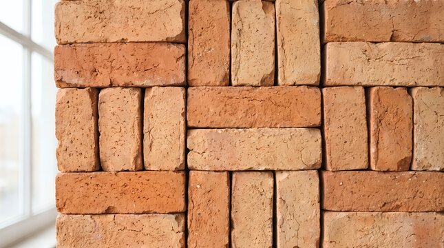 Modern interior wall with textured red brick surface