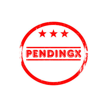 Red circle pending stamp featuring three stars designed for official document status updates.