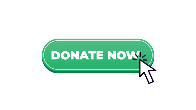 Green Donate Now Call to Action Web Button with Arrow Cursor Icon for Charity Campaigns and Fundraising Websites