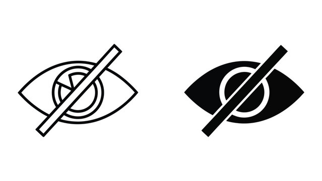 Visibility off eye icon with slash in solid and outline design styles