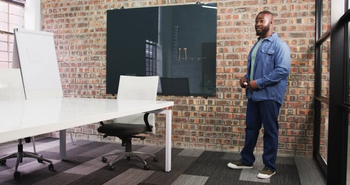 Lifestyle videos indoor of people doing activities at office, presenting data on whiteboard, man sta