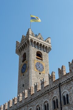 Clock Tower of Palazzo Pretorio, Old Town, Trento, Trentino, South Tyrol, Italy