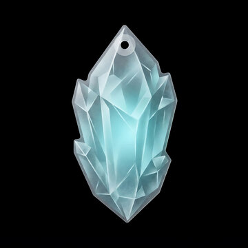 Glowing Blue Crystal Pendant on Black Background
