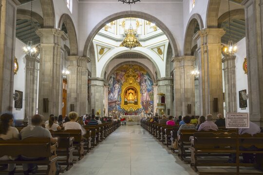 Statue of the Virgin Mary, Virgen de Canelaria, patron saint of the Canary Islands archipelago, Basilica de Nuestra Senora de la Candelaria, Candelaria, Tenerife, Canary Islands, Canary Islands, Spain