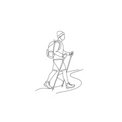 Fototapeta premium Line Art - Hiking Men
