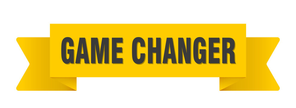 game changer yellow ribbon isolated on transparent background. game changer ribbon