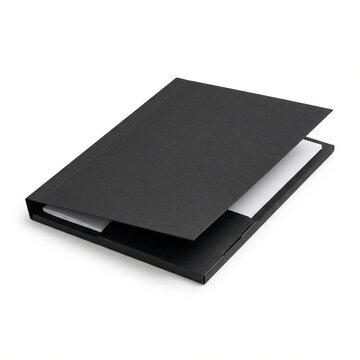 Black Document Folder Mockup with White Paper Insert Vector Illustration