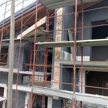 External thermal insulation system currently being installed