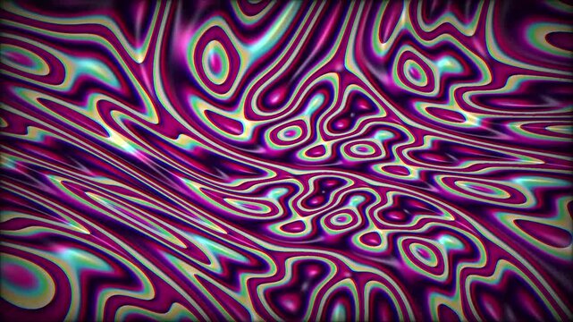 Iridescent liquid metal abstract background, with fluid motion, and vibrant purple, and teal gradient waves