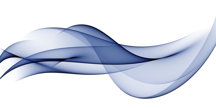 Blue wave on white  background. Design element. Motion effect. Abstract graphic wavy line.
