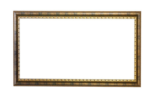 Ornate vintage golden picture frame with transparent background