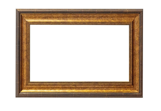 Ornate gold antique picture frame with transparent background