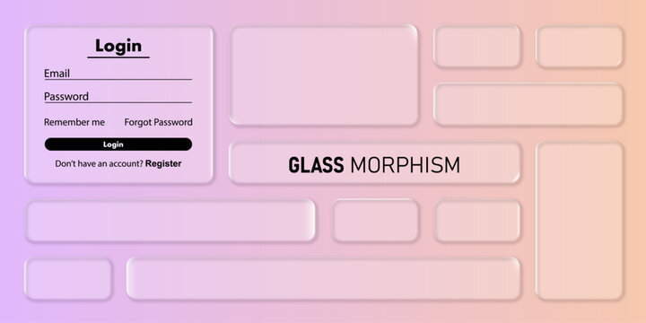 Modern login form interface design featuring a trendy glass morphism effect on a soft gradient background