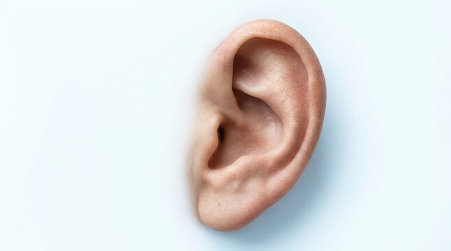 Human Ear With Soft White Blurred Background And Copy Space soft background white background