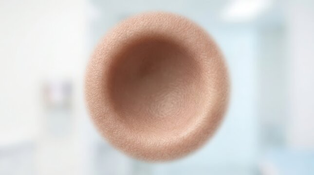 Extreme close-up of a red blood cell with its characteristic biconcave disc shape erythrocyte hematology
