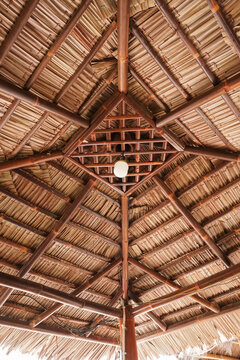 roof of shack with lamp in the middle