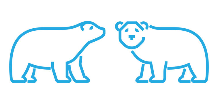 Polar Bear Bold Line Icons Set