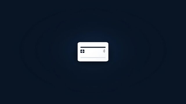 Sleek and minimalist white credit card icon symbolizing secure online payment methods, digital transactions, and financial services on a deep blue background