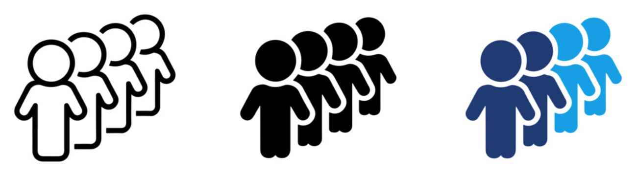 people queue waiting line icon set