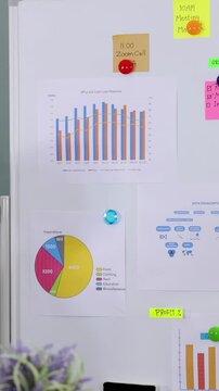 Young Asian Girl in Blazer Presenting Business Charts on Whiteboard