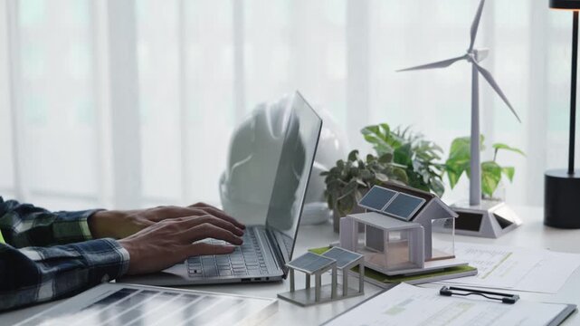 Engineer eco Alternative, sustainable electricity, ideas working on green energy