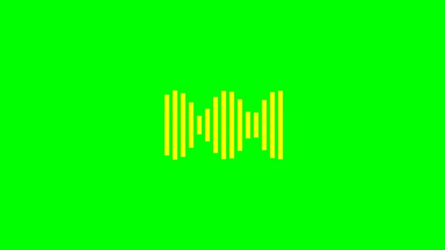 Abstract yellow sound wave graphic on a green screen background.