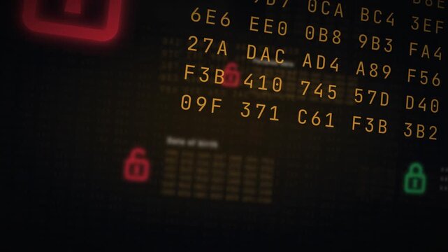 Data breach fly through with unlocked padlocks over personal data, date of birth, profile and phone number exposed, identity theft, cyber attack