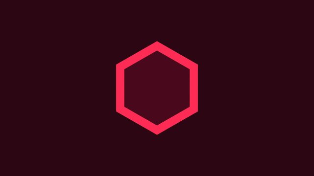 Hexagonal tier upgrade badge animation with pink outline for gaming rank interface