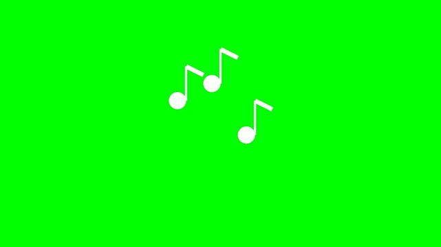 Animated musical notes on a green screen background.