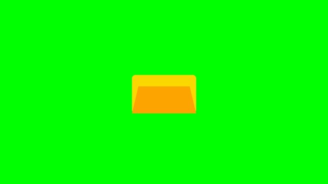 Animated orange folder icon on a green screen background.