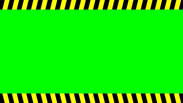 Caution Tape Border Green Screen Background for Video Editing.