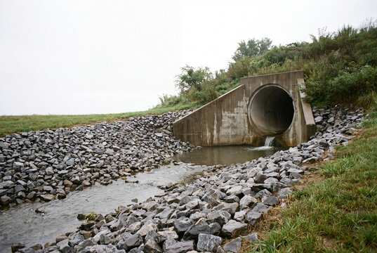 Municipal Stormwater Outfall with Riprap Energy Dissipation Channel