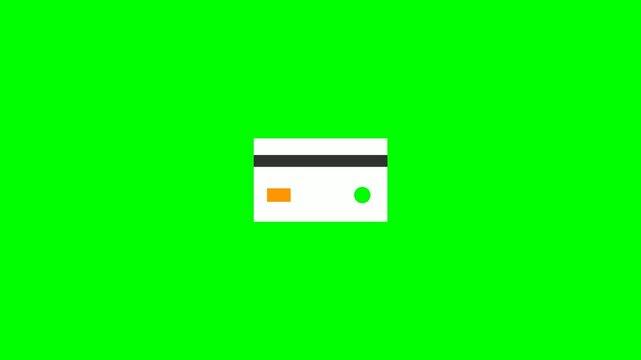 Credit Card Icon on Green Screen Background for Chroma Keying.