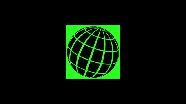 Rotating Green Globe Grid Abstract Motion Graphic