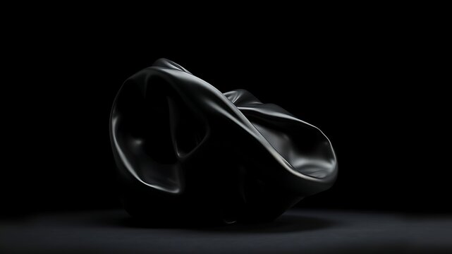 Black fabric draped abstract form image