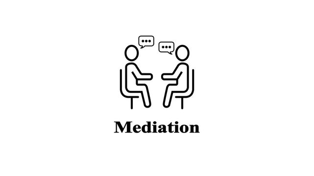 Business negotiation and discussion vector symbol showing two people communicating with speech bubbles for mediation concept.