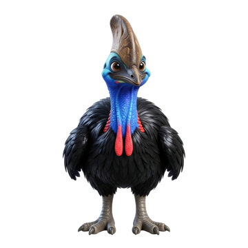 Cute cassowary isolated on white background