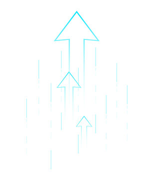 Blue arrow rise up for technology growth success and speed progress isolated on transparent png background