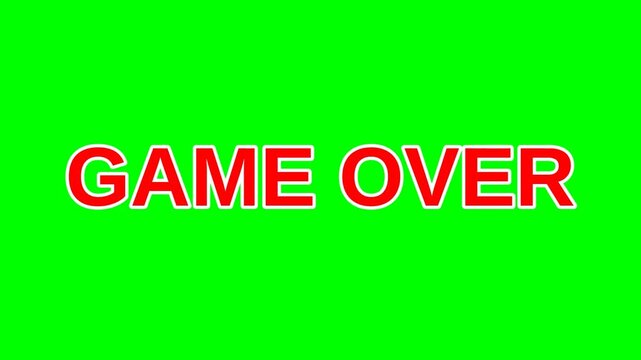 Game Over Text Overlay on Green Screen Background.