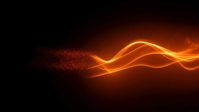 Abstract Orange Light Wave Glowing Dark Background Flowing Energy Motion
